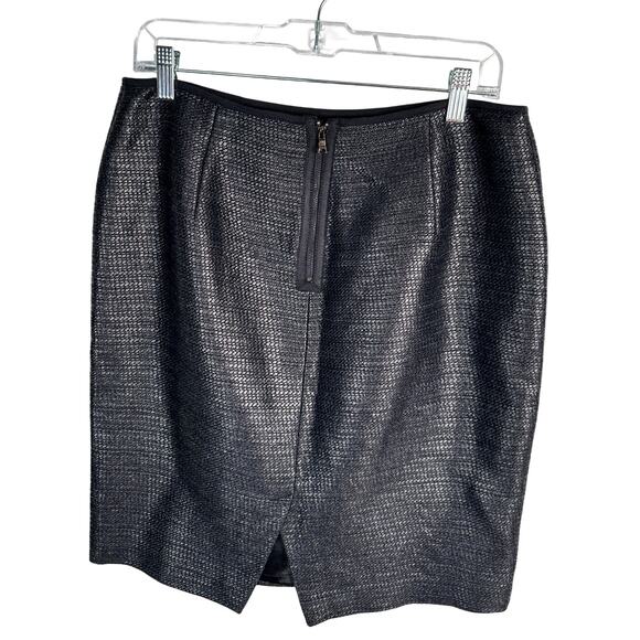 Elie Tahari 8 Stretch WOVEN BAMBOO Cindy Pencil Skirt $228 Textured Black - Picture 3 of 6